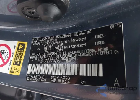 2015 Toyota Highlander Limited V6 из США, поврежденный, VIN 5TDDKRFHXFS178291